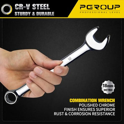 18mm Metric Combination Wrench, CR-V Steel with Mirror Polish, 12-Point Design, 15-Degree Offset, Perfect for Auto Repair, Household, Car & Truck Emergency - size: 18mm