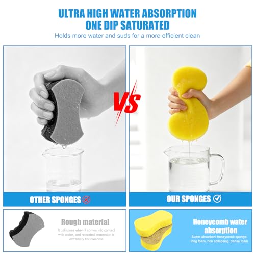 2Pack Large Car Wash Sponge - Car Cleaning Sponges for Car Cleaning, Kitchen, Bathroom and Household Cleaning - color: Yellow