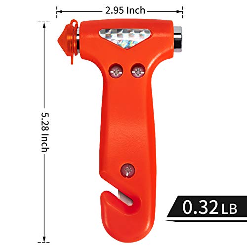 MOTORBUDDY 4-Pack Car Safety Hammer, Auto Emergency Escape Hammer with Window Breaker and Seat Belt Cutter, Striking Red Emergency Escape Tool for Car Accidents - color: Orange Red