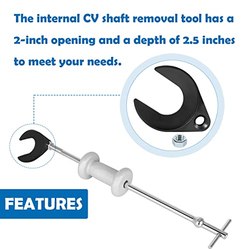 CV Axle Removal Tool 48mm with Nut,Front Wheel Drive Axle Pulley Attachment,CV Joint Slide Hammer Adapter,Front Wheel Drive Fork Joint Shaft,CV Axle Puller,Fits slide hammers with 5/8-inch x18 threads