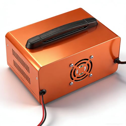 AUTTGINN 12V 24V Adjustable Battery Charger Maintainer, 0-20A Adjustable Car Battery Trickle Charger with Battery Desulfator for Lead-Acid LiFePO4 Lithium Batteries, AGM Gel Deep Cycle - color: orange