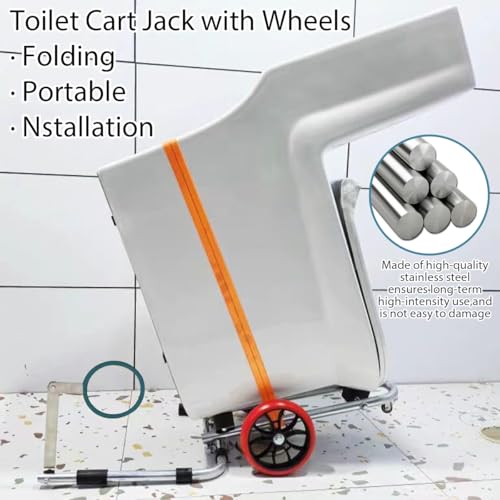 Toilet Cart Jack with Wheels, Toilet Removal Lift Tool Dolly Easy Alignment of Seals Toilet Lift Tool Portable Installation Jack for Moving locating Installing Toilets