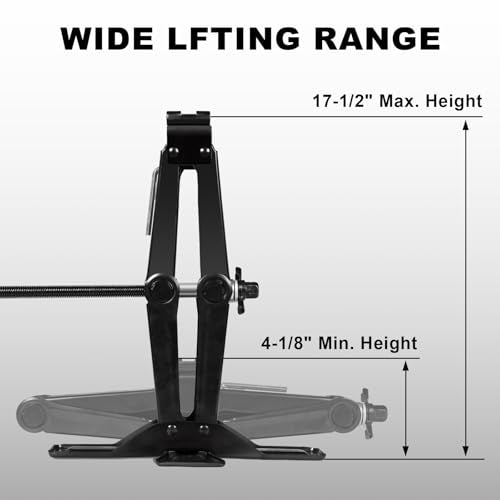 Big RED Wide Base Cross Car Scissor Jack: Steel Portable Quick Lift Tire Jacks Include Ratchet Wrench for Car, Truck, Sedans and MPV, 2 Ton (4,409 lbs) Capacity, Black