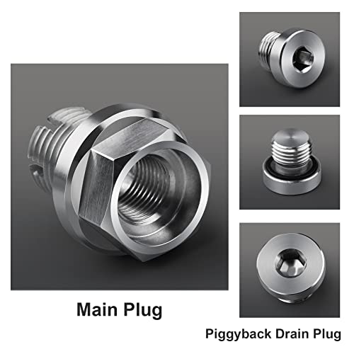 M12.1-1.25 x 15mm Oversize Piggyback Oil Drain Plug, Stainless Steel Self Tapping Oil Pan Thread Repair Kit - size: M12.1-1.25 x 15mm