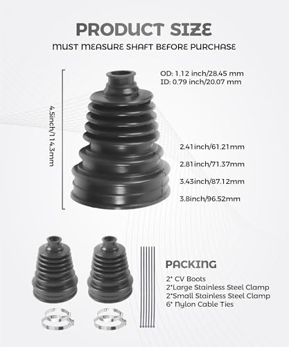 2PCS CV Axle Boot Repair Kit,Car Accessories Silicone CV Boot Repair Kit Includes 4 Stainless Steel Clamp and 6 Nylon Cable Ties,Universal Constant Velocity Boots Set,Suitable for Most Vehicle
