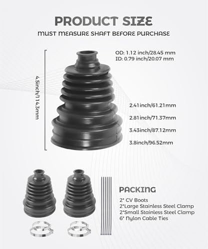 2PCS CV Axle Boot Repair Kit,Car Accessories Silicone CV Boot Repair Kit Includes 4 Stainless Steel Clamp and 6 Nylon Cable Ties,Universal Constant Velocity Boots Set,Suitable for Most Vehicle