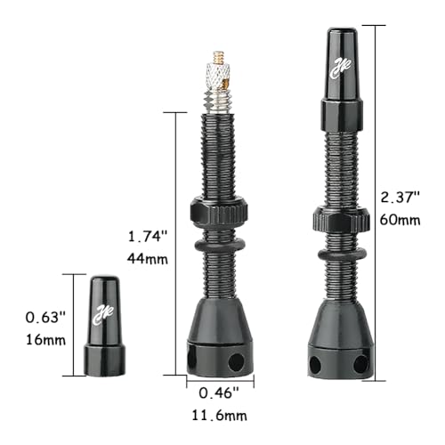 8Pcs Bicycle Presta Valve Stem 44mm / 1.74 Inch Vacuum Tire Nozzle Portable Alloy Kit for Mountain Road Bike Rim Tubeless Valve Repair Tool with Valve Core Remover Tool and Valve Stem Caps