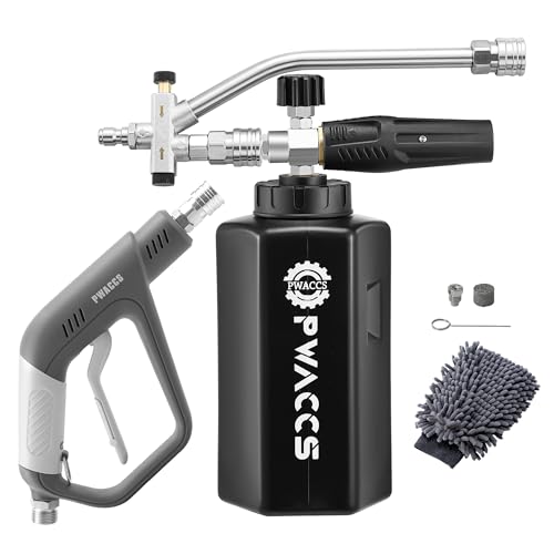 PWACCS Foam Cannon, 1.5 L Pressure Washer Gun with Dual Connector | 4000 PSI, Ideal for Driveways, SUVs & Detailing, Car Wash, Fits Most Pressure Washers with 1/4" Quick-connect - size: M22 14mm
