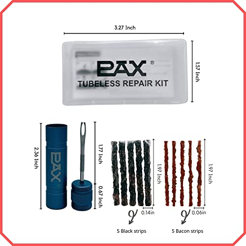 PAX 12 Pcs Tubeless Bike Tire Repair Kit, Includes Storage Canister, Plugger Tool, Plugs-5 Bacon, and 5 Black Strips. Fix a Puncture or Flat, Fast for MTB、Gravel Bike Tires and Road Bicycle Tires - color: Sky Blue
