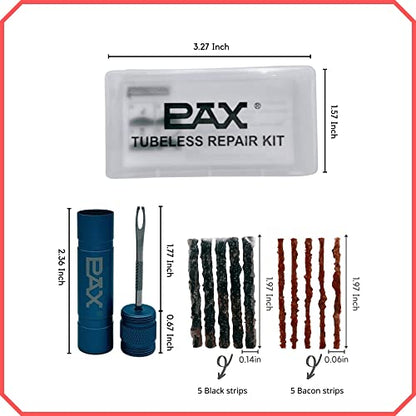 PAX 12 Pcs Tubeless Bike Tire Repair Kit, Includes Storage Canister, Plugger Tool, Plugs-5 Bacon, and 5 Black Strips. Fix a Puncture or Flat, Fast for MTB、Gravel Bike Tires and Road Bicycle Tires - color: Sky Blue