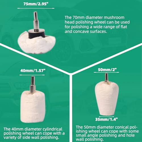 Buffing Pad Polishing Wheel Kits,with 1/4" Hex Shank & Extend Bar | Extended Graspable Design, Providing Stable Control,Wheel Shaped Polishing Tool for Metal Aluminum,Stainless Steel,Chrome,etc