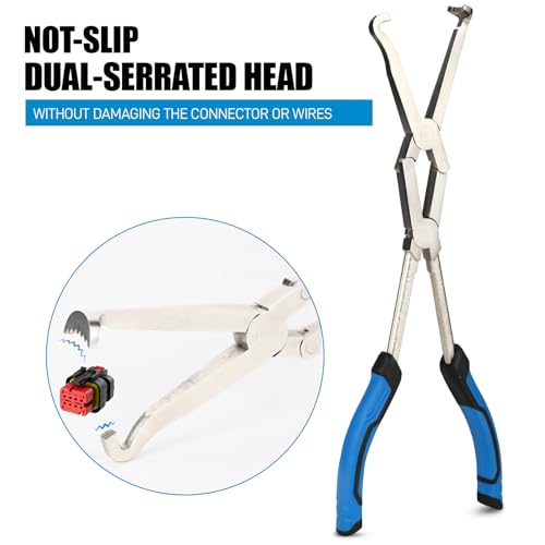 SMOTIVEPRO 13INCH Electrical Disconnect Pliers, Long Reach Electrical Disconnect Pliers for Cars, Automotive Electrical Connector Removal Tool with Ergonomic TPR Handle - color: 13INCH Electrical Disconnect Plier