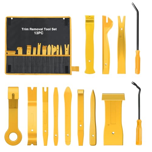 GOOACC 13PCS Nylon Trim Removal Tool Set for Bumper Fastener Rivet Clips Car Door Clip Panel Audio Video Dashboard Dismantle Yellow - color: Yellow, size: 13Pcs
