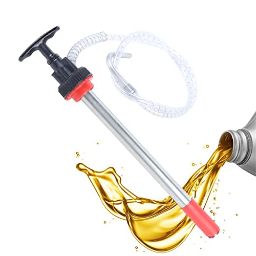 Manual Push Oil Pump Transfer Pump,Manual Push Pump with 47" Long X 5/8”Diameter Clear Vinyl Hose Oil Bucket Pump for 5 Gallon Bucket,Non-Drip Nozzle