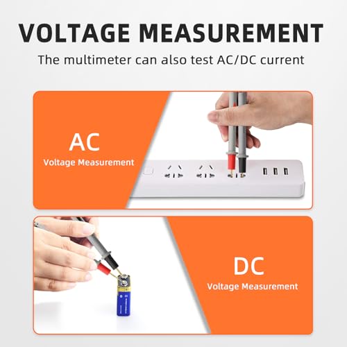 Digital Multimeter TRMS 6000 Counts, Auto-Ranging Voltmeter with Non-Contact Voltage Tester, Electric Tester with Voltage, Current, Resistance, Rechargeable Battery & Data Hold for Automotive