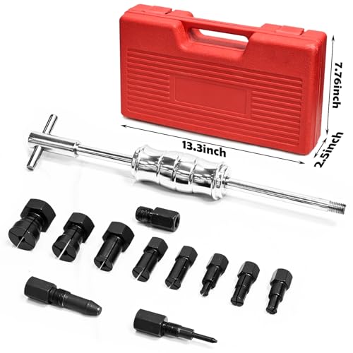 13Pcs Blind Hole Collet Bearing Puller Set, Slide Hammer Pilot Inner Bearing Removal Tool with 8-32mm Collets, Internal Bearing Extractor Puller Kit
