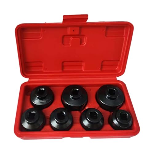 LAINLOY 7PCS 3/8" Drive Oil Filter Socket Set, Cap Wrench Removal Tool Kit Includes 24, 27, 29,30, 32, 36, 38mm, Metric Oil Filter Wrench Remover Installer Tool Set for Mercedes Benz