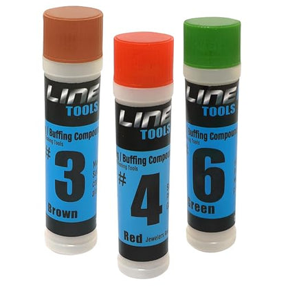 LINE10 Tools 3 Pack Soft Metal Polishing Buffing Compound Kit 4oz Polish Ideal for Jewelry, Antiques and Precious Metals Silver, Gold, Brass, Copper, Jeweler’s Rouge, Brown, Red, and Green - size: 3 Pack, #3|#4|#6