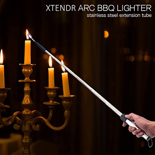 V2 Extendable 2.5 Feet. Arc Extra Long Lighter, Flameless Fireplace Stove Electric Candle Lighter, Long Neck for Pilot Light, Grilling, Firepit, Kitchen, BBQ (Blue) - color: Blue