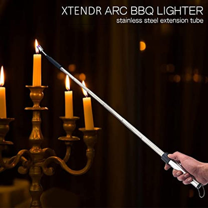 V2 Extendable 2.5 Feet. Arc Extra Long Lighter, Flameless Fireplace Stove Electric Candle Lighter, Long Neck for Pilot Light, Grilling, Firepit, Kitchen, BBQ (Pink) - color: Pink
