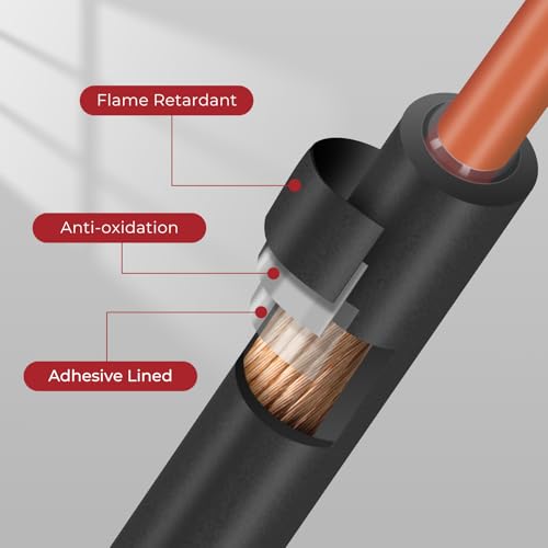 350 PCS 3:1 Heat Shrink Tubing Kit, Adhesive Lined, Marine Grade Shrink Wrap, Industrial Heat Shrink Tubing 7 Sizes (Black/Red), for Industrial/Automotive - color: Red&Black