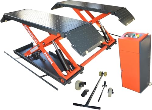 KATOOL Portable Car Lift Mid Rise Scissor Lift 110V Electric Power Mid-Rise Car Lift Max. Lifting Height 41.25" Hydraulic Vehicle Lift,Adjustable Quick Jack, X85-110V - color: Orange