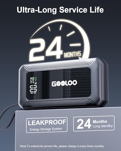 GOOLOO G7 3000A Jump Starter with Built-in Cable,Portable Jump Starter for 45W Fast Charging,12V SuperSafe Lithium Jump Box, Battery Booster Pack Up to 8.5L Gas or 6.0L Diesel Engine - color: black