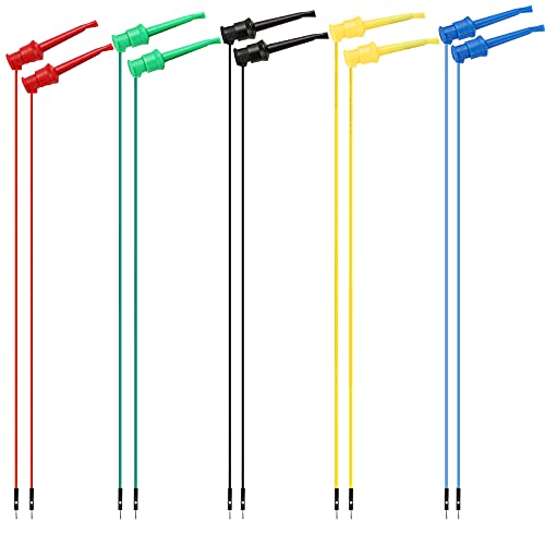 Sumnacon 10Pcs Test Hook to Male Jumper Wires - 26 AWG Binding Post to Solderless Breadboard Jumper Leads, Soft Silicone Flexible Test Leads for Electrical Testing