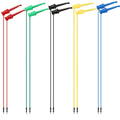 Sumnacon 10Pcs Test Hook to Male Jumper Wires - 26 AWG Binding Post to Solderless Breadboard Jumper Leads, Soft Silicone Flexible Test Leads for Electrical Testing