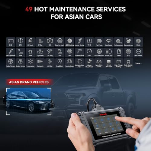iCarsoft JP V4.0 Bidirectional Diagnostic Tool for Japanese/Korean Cars (Honda/Toyota/Nissan/Kia etc), All System 49Services + Active Test OBD2 Scanner, Battery Registration, CAB-FD,Free Update