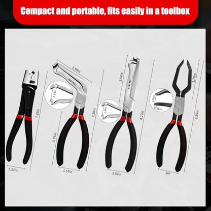 Electrical Disconnect Pliers Set – 3PC Electrical Disconnector Pliers for Cars, Fuel Line Disconnect Tool, and 1PCS Electrical Connector Plier – Automotive Electrical Tool Kit - color: Red-black