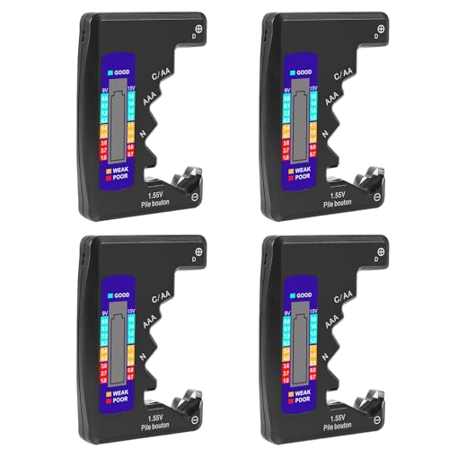 UMLIFE 4PACK BT-886 Battery Tester Checker BatteryTester for Battery C D 9V AA AAA 1.5V -Black - color: 4PCS BT-886 black