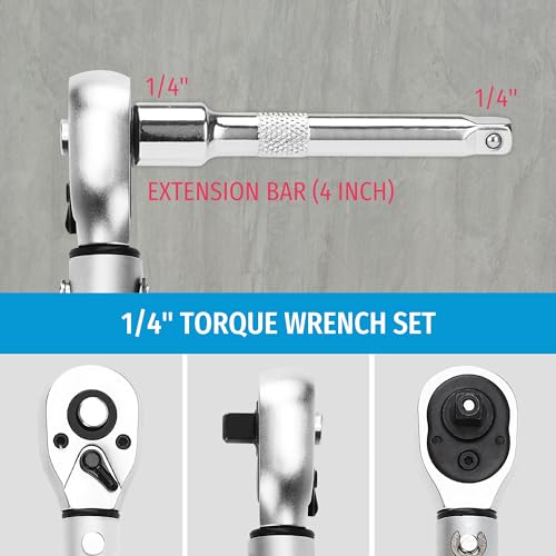 PRIDE&CRAFT 1/4 Torque Wrench Set 10-50 IN.LB (1-6NM) | Click Torque Wrench For Bicycle,Scope Mounting, Gunsmithing and Maintenance