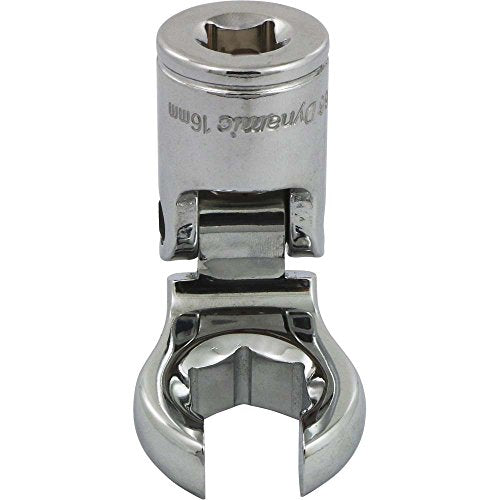 Dynamic Tools 3/8" Drive Metric 16mm Flex Head, Crow Foot Flare Nut Socket, Chrome Finish - size: 16 mm