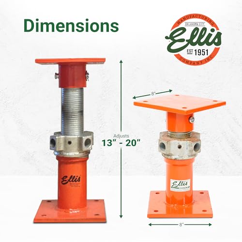 ELLIS Heavy-Duty Adjustable Steel Shore - Basement House Jack for Floor Leveling, Foundation, Beams & Concrete Bracing - 52,000 lb Capacity, 13"-20" Adjustable Support - size: 13" - 20" Adj. Safe Load Capacity (52,000 lb)