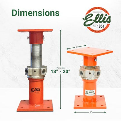 ELLIS Heavy-Duty Adjustable Steel Shore - Basement House Jack for Floor Leveling, Foundation, Beams & Concrete Bracing - 52,000 lb Capacity, 13"-20" Adjustable Support - size: 13" - 20" Adj. Safe Load Capacity (52,000 lb)