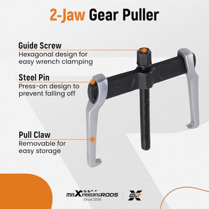 maXpeedingrods 10 Inch 2-Jaw Gear Puller, Reversible Jaw Bearing Puller Removal Tool, External Internal Pulling for Pulley Gear Bearing Flywheel Removal - size: 10 Inch