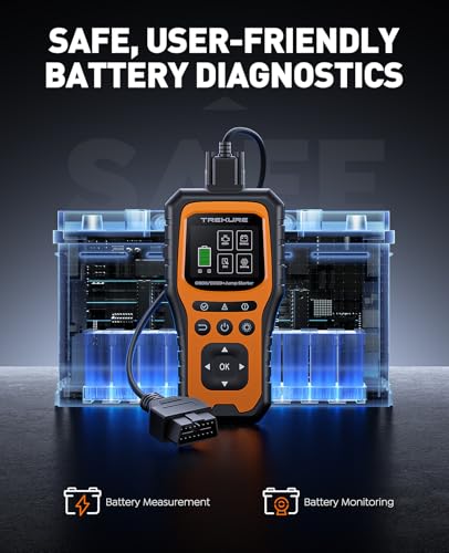 Car Battery Jump Starter with OBD2 Scanner 5000A, Car Battery Jumper Starter Portable (All Gas/10L Diesel), 12V Jump Box Jumper Cables, Code Reader for Check Engine Light, Diagnostic Tool