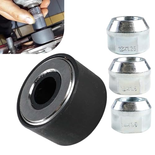 4PCS Wheel Stud Installer, Anti-slip Iron Wheel Stud Removal Tool, Rustproof Car Tire Bolt Tool, M12x1.25/M12x1.5/M14x1.5/ with 3/4" Hex Wheel Lug Nuts, Universal for Most Cars (Silver)