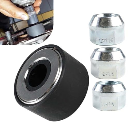 4PCS Wheel Stud Installer, Anti-slip Iron Wheel Stud Removal Tool, Rustproof Car Tire Bolt Tool, M12x1.25/M12x1.5/M14x1.5/ with 3/4" Hex Wheel Lug Nuts, Universal for Most Cars (Silver)