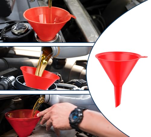 Arcimatto 3 Pack Automotive Oil Funnels Set, Right Angle Funnels, Car Plastic Long Neck Gas Fluid Funnel Kit with 23" Flexible Removable Hose for Water, Fuel, Oil Change