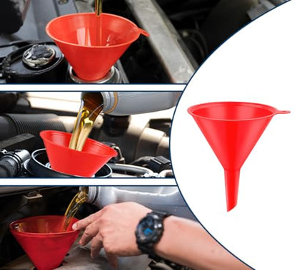 Arcimatto 3 Pack Automotive Oil Funnels Set, Right Angle Funnels, Car Plastic Long Neck Gas Fluid Funnel Kit with 23" Flexible Removable Hose for Water, Fuel, Oil Change