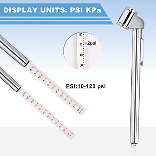 Pencil Tire Pressure Gauge 2 Pack, 10-120PSI Dual Head Air Gauge Tire Pressure Heavy Duty Tire Valve Gauge for Truck Car RV ATV Motorcycle