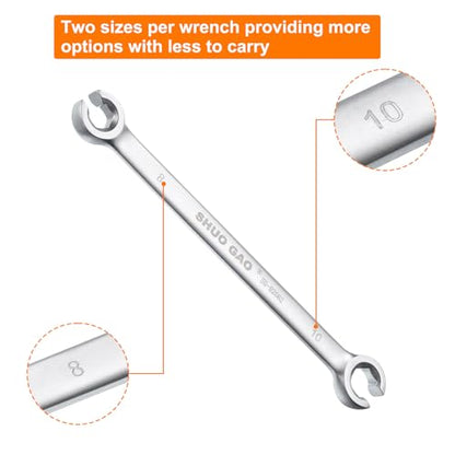 HARFINGTON Flare Nut Wrench 8mm x 10mm CR-V Nickel Plating Wrench for DIY Automotive Repairs and Household Maintenance - size: 8mm x 10mm