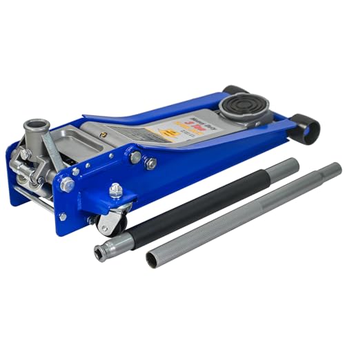 3 Ton Low Profile Hydraulic Floor Jack, Heavy Duty Steel Dual Piston Service Jack, CE Certified - size: 3T Low Profile 2.95" Min Height