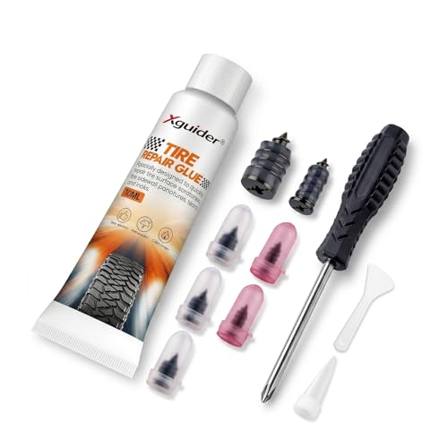 Tire Repair Glue Kit 10ml + 5pcs 2-Size Rubber Nail Plug, Fast Drying Waterproof Black Rubber Cement, Heavy Duty Emergency Tire Repair for Car Motorcycle SUV Truck ATV Tractor - style: 10mlx1 + 5 nails