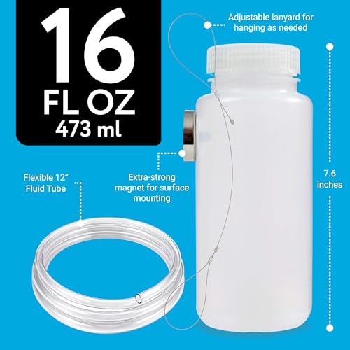Mission Automotive Brake Bleeder Kit - 16 Oz, White - Brake Fluid Bleed Kit & Magnetic Bleeder Bottle with Lanyard