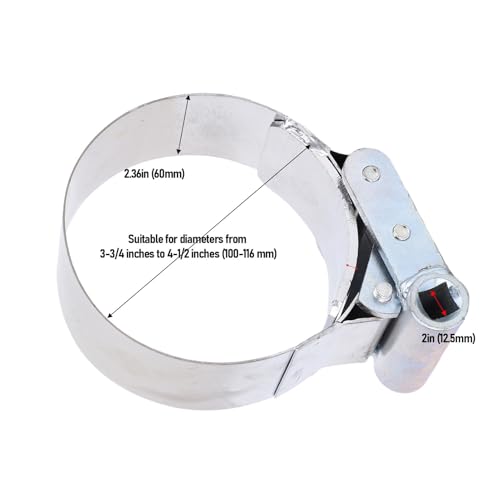 Tyenaza 3-3/4 to 4-1/2 Inch Oil Filter Wrench with 1/2 Inch Drive Stainless Steel Heavy Duty Air Dryer Oil Filter Removal Tool