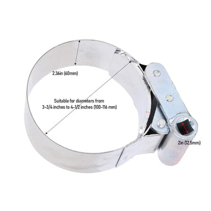 Tyenaza 3-3/4 to 4-1/2 Inch Oil Filter Wrench with 1/2 Inch Drive Stainless Steel Heavy Duty Air Dryer Oil Filter Removal Tool