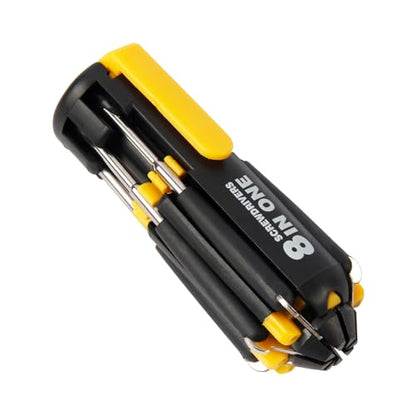 8 in 1 Screwdriver with Flashlight, Multi Functional 8 in 1 Screwdrivers Tool Set with Worklight for Household, Auto
